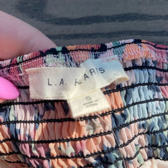 NWT PacSun la hearts floral ruffle mini top size small strapless chiffon - Picture 5 of 9